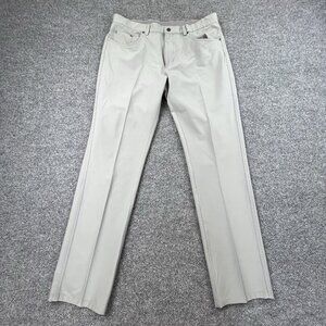 Greg Norman Mens Golf Pants 34x32 Gray Stretch Performance 5 Pocket Poly Spandex